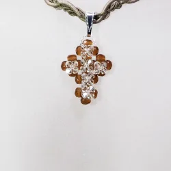 Pendant 30cm - Proserpine-Khaki Braid - Pendant 30cm - Laiton argenté